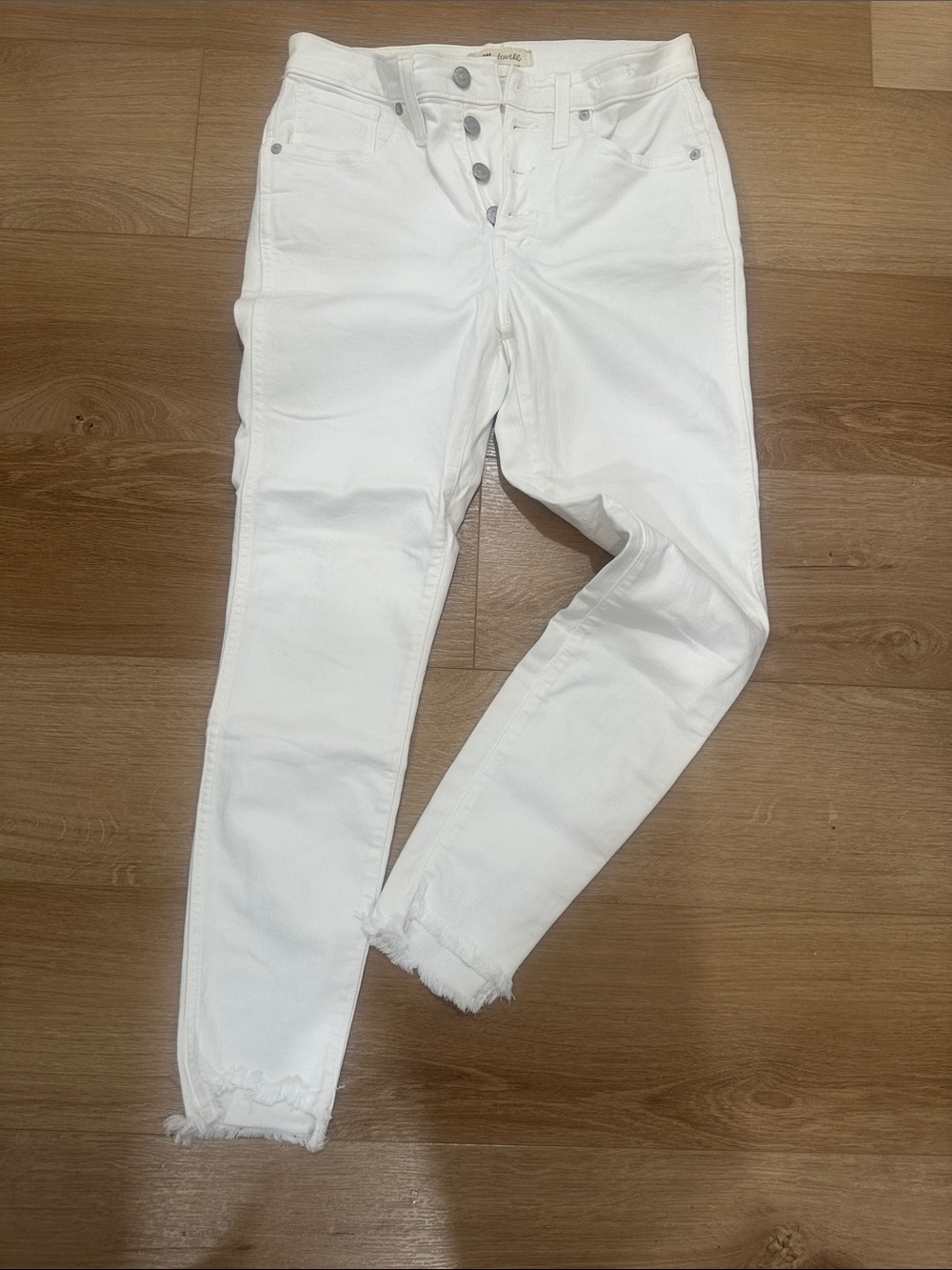 Madewell White High-Rise Button-Fly Cropped Jeans